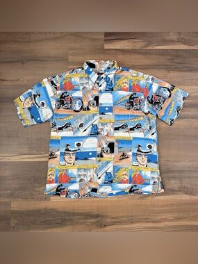 Vintage Harley Davidson by Tori Richard AOP Comic Panel Hawaiian Shirt 2XL